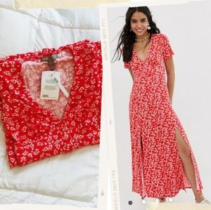 Button-Through Maxi Tea Dress with Splits